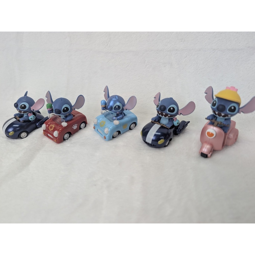 Lilo And Stitch Pullback Cars Miniature Toy Figure Disney Cake Topper Lot Of 5
